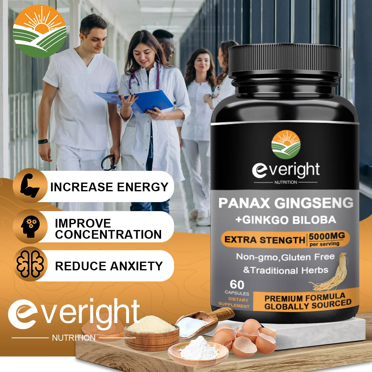 Red Panax Ginseng with Ginkgo Biloba Capsules